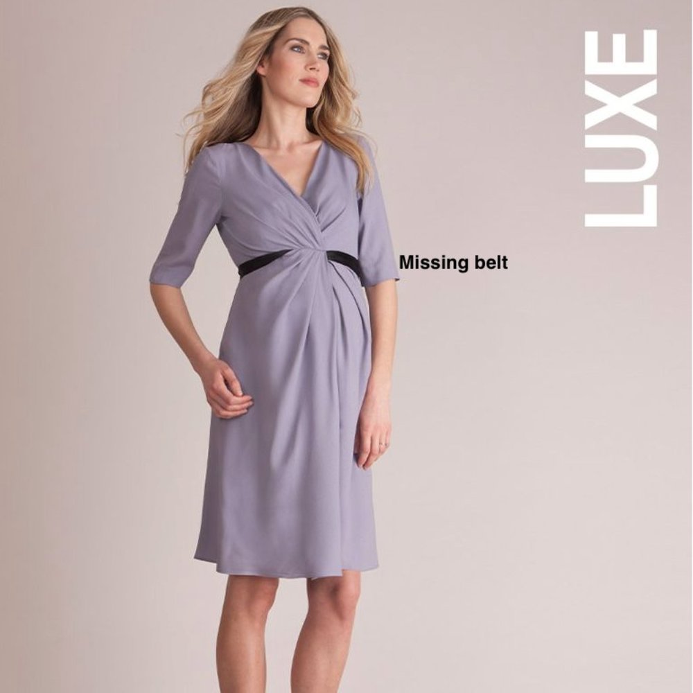 Seraphine Silver Violet Crepe Drape Maternity Dress